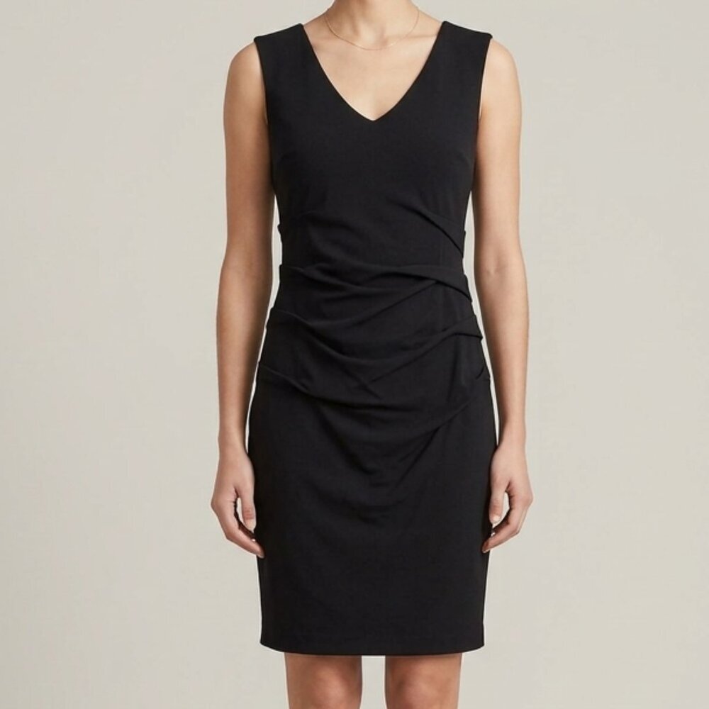 Le Chateau Stretchy and Simple Flattering Little Black Dress with Ruching